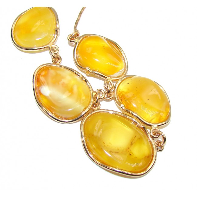 Very Elegant AAA Baltic Polish Amber, Rose Gold Plated Sterling Silver necklace