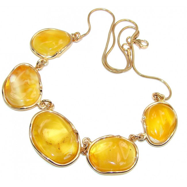 Very Elegant AAA Baltic Polish Amber, Rose Gold Plated Sterling Silver necklace