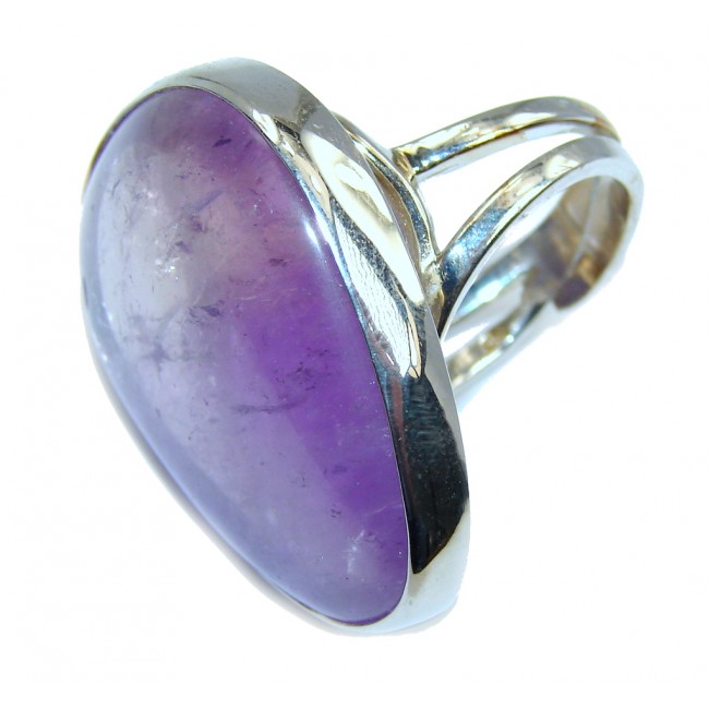 Big! Amazing Purple Amethyst Sterling Silver Ring s. 9 - adjustable