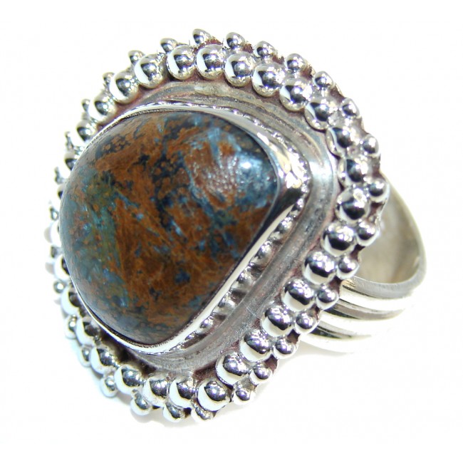 Classic Brown Montana Agate Sterling Silver ring; s. 8