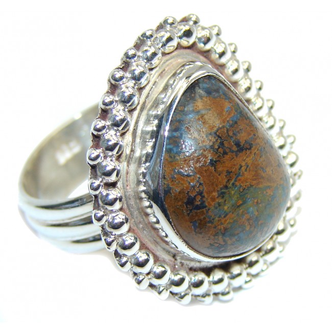 Classic Brown Montana Agate Sterling Silver ring; s. 8