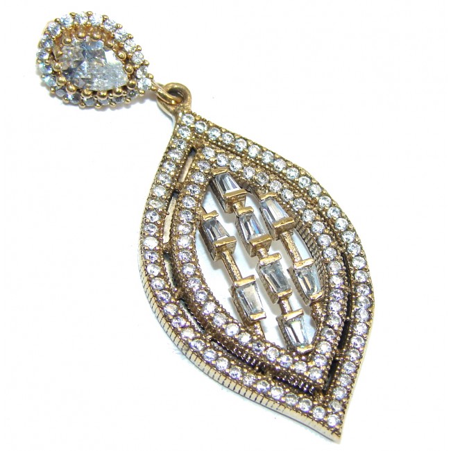 Victorian Style White Topaz Sterling Silver Pendant