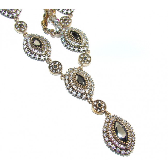 Victorian Style Black Spinel & White Topaz Sterling Silver Necklace
