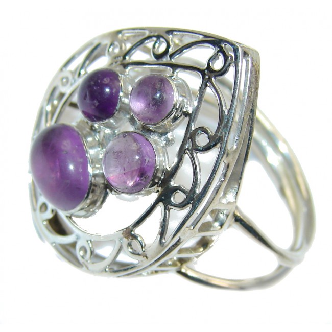 Delicate Purple Amethyst Sterling Silver Ring s. 10