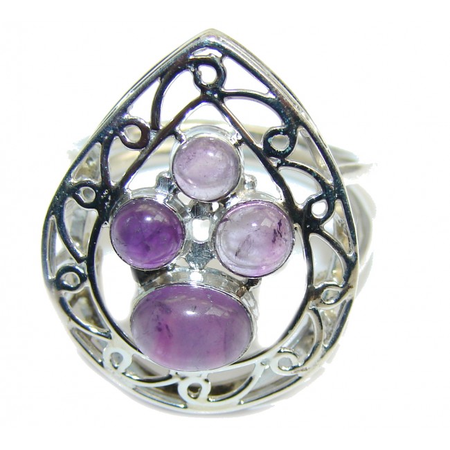 Delicate Purple Amethyst Sterling Silver Ring s. 10