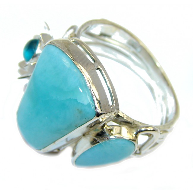 Amazing AAA Blue Larimar Sterling Silver Ring s. 9 1/4