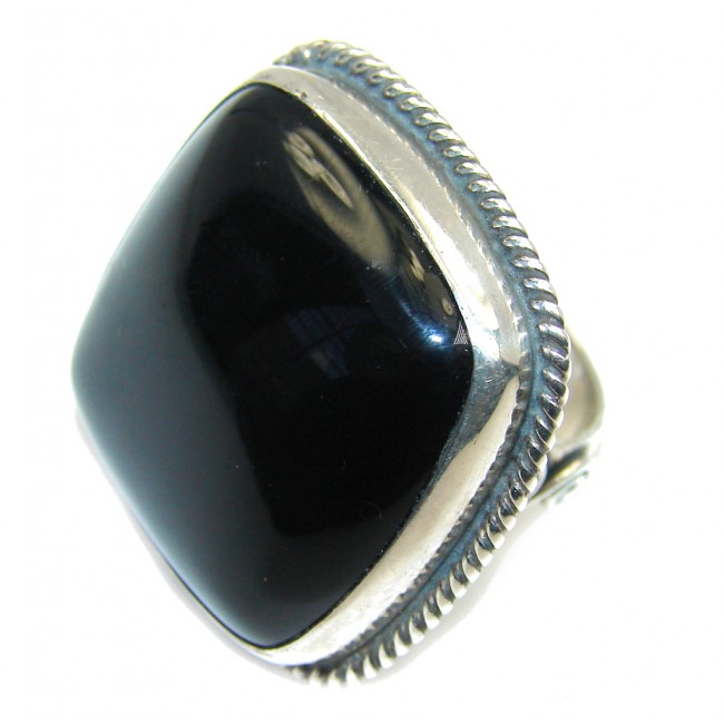 Amazing AAA Black Onyx Sterling Silver ring s. 5 1/4