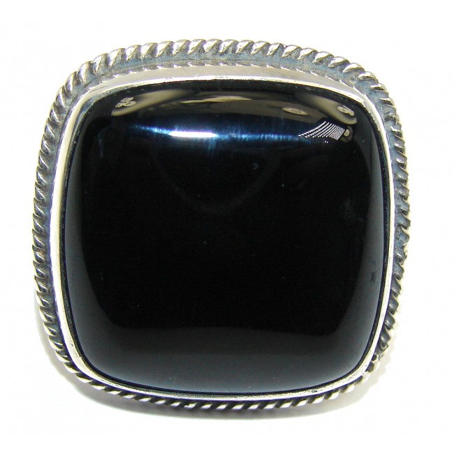 Amazing AAA Black Onyx Sterling Silver ring s. 5 1/4