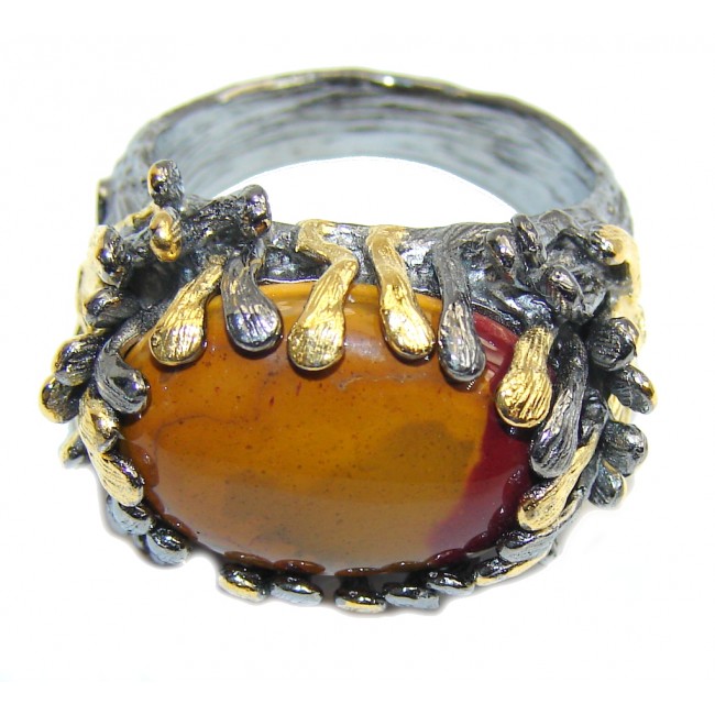 Gorgeous Style AAA Mookaite Jasper, Gold Plated, Rhodium Plated Sterling Silver Ring s. 8