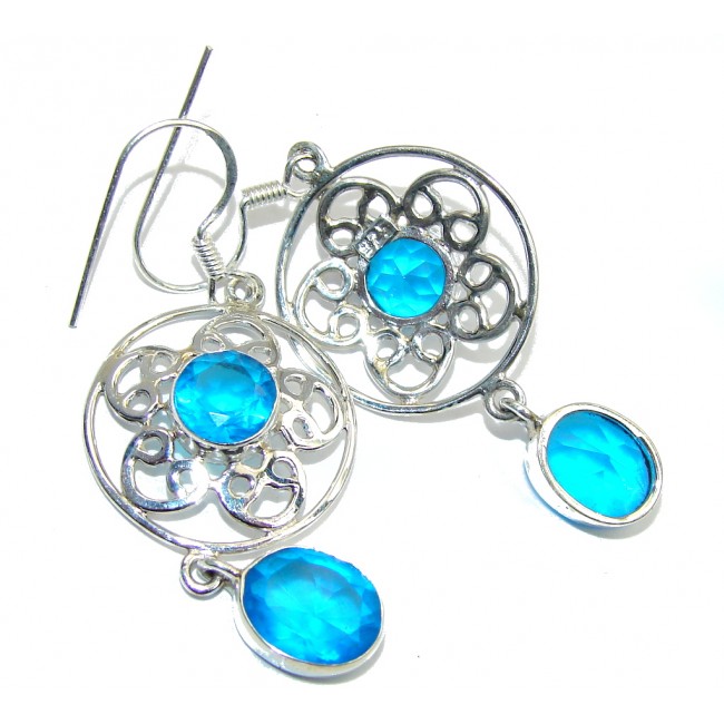 Ocean Beauty Blue Topaz Quartz Sterling Silver earrings
