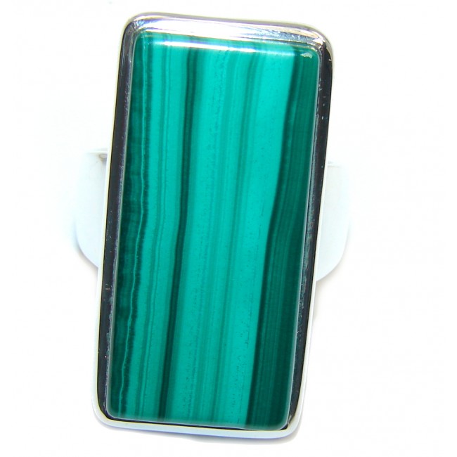 Natural AAA Green Malachite Sterling Silver ring s. 7 1/4