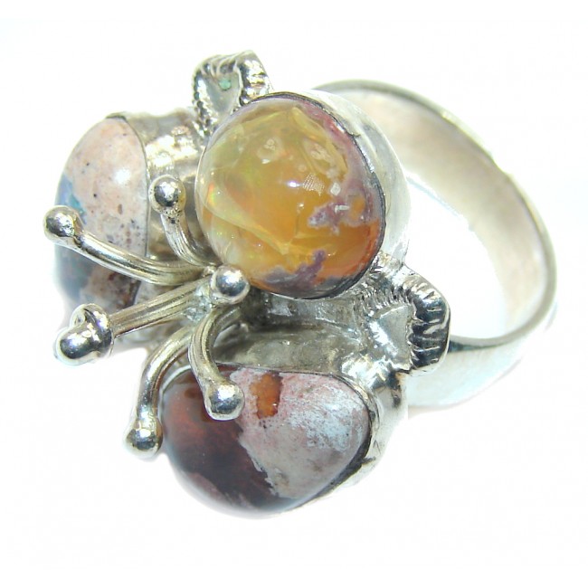Fashion Beauty Mexican Fire Opal Sterling Silver Ring s. 6