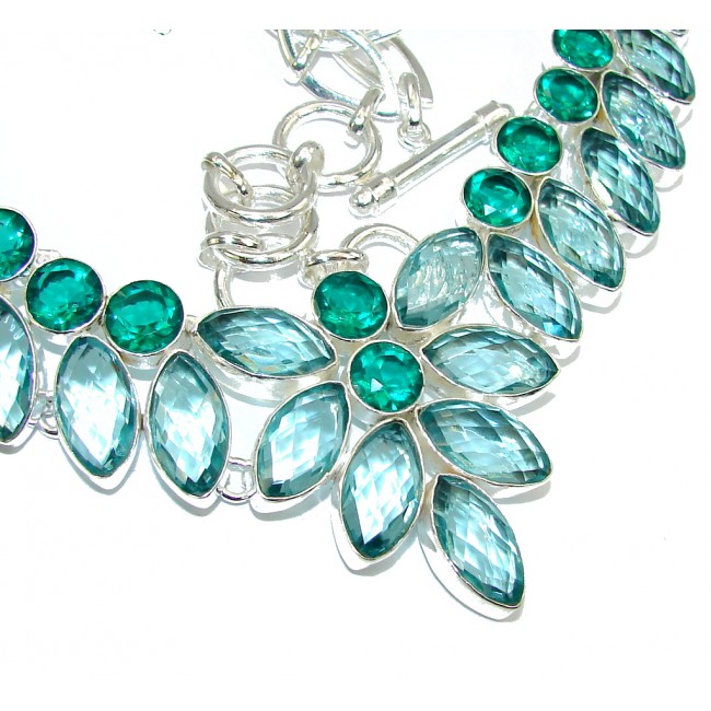 Island Beauty Created Green Amethyst & Created Emerald Sterling Silver necklace
