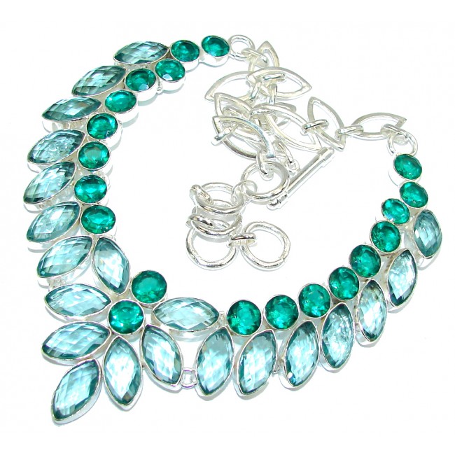 Island Beauty Created Green Amethyst & Created Emerald Sterling Silver necklace