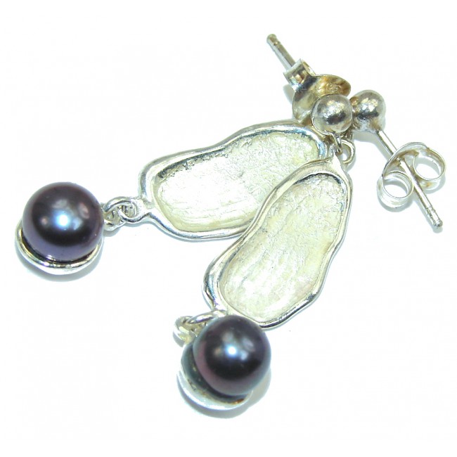 Italy Made Genuine Blister Pearl Sterling Silver earrings