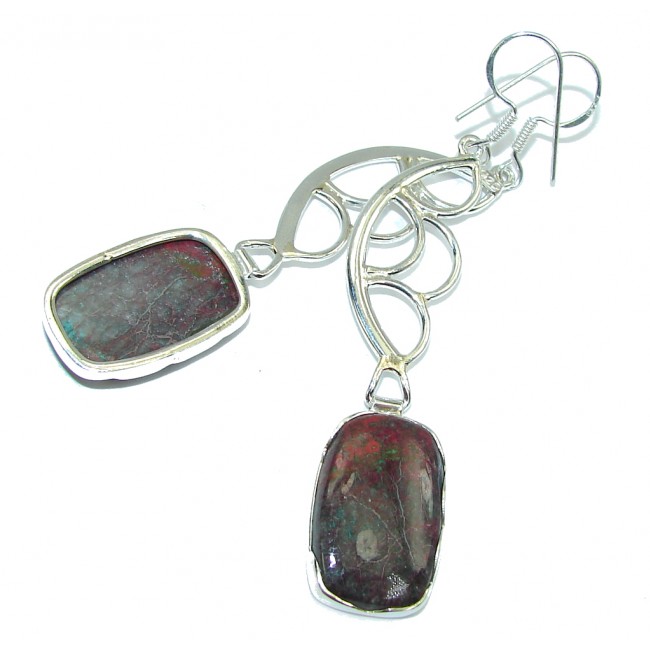 Excellent Red Sonora Jasper Sterling Silver Earrings / Long