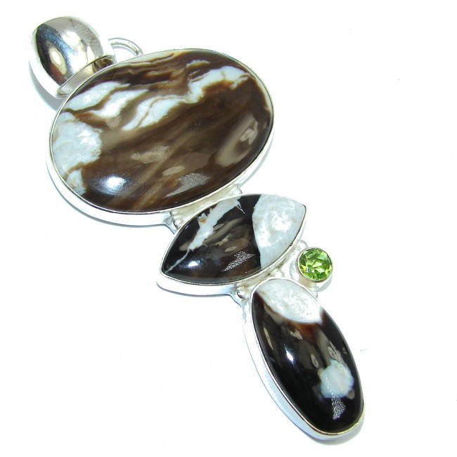 Big! Excellent Brown Septerian Sterling Silver Pendant