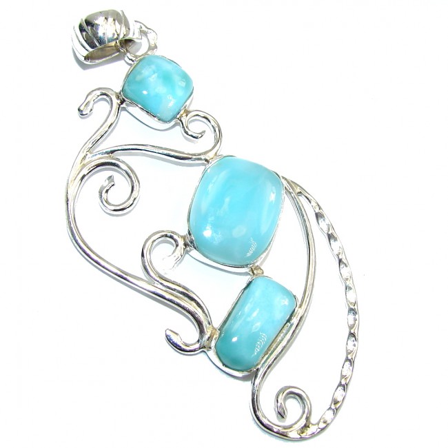 Romantic Design Blue Larimar Sterling Silver Pendant