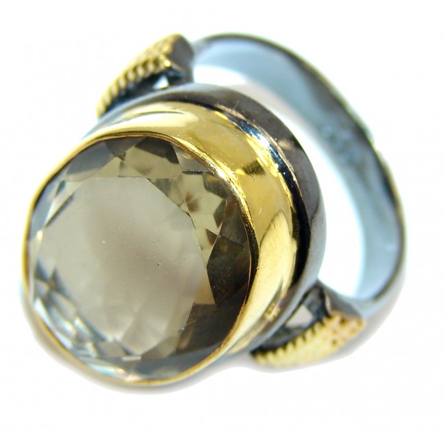 Genuine AAA Champaqne Smoky Topaz , Gold Plated, Rhodium Plated Sterling Silver ring s. 6 1/4
