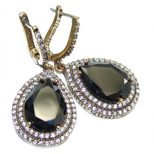 Victorian Style AAA & White Topaz Sterling Silver earrings