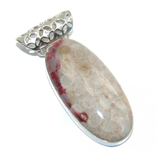 Simple Fossilized Coral Sterling Silver pendant