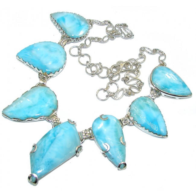 Caribbean Beauty! AAA Blue Larimar Sterling Silver necklace