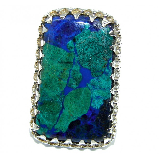 Beautiful Green - Blue Azurite Sterling Silver Ring s. 5