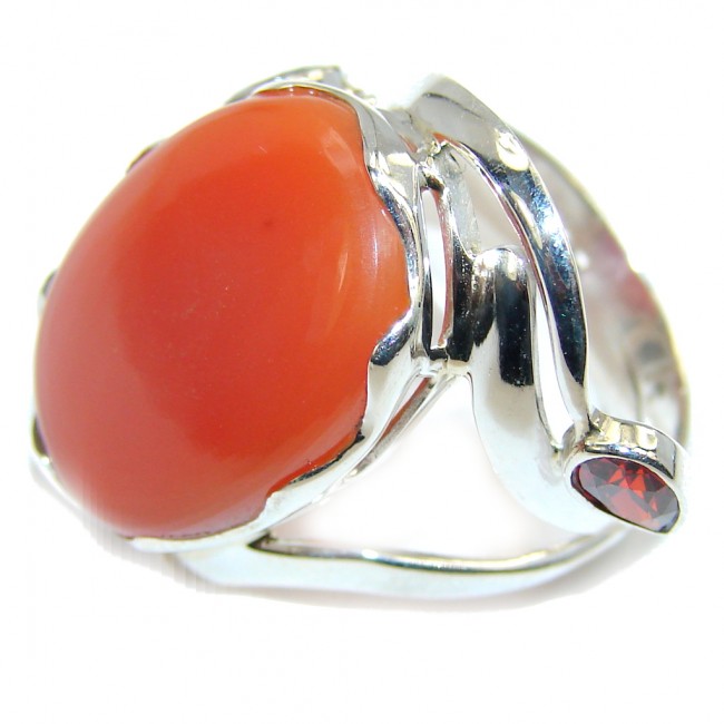 Perfect Red Jasper Sterling Silver Ring s. 8