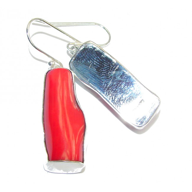 Secret Red Fossilized Coral Sterling Silver earrings