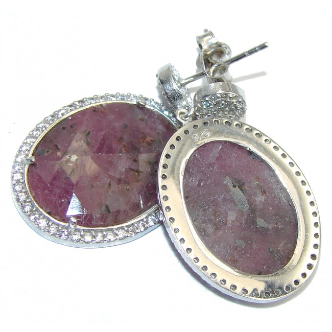 Exclusive Pink Ruby & White Topaz Sterling Silver earrings