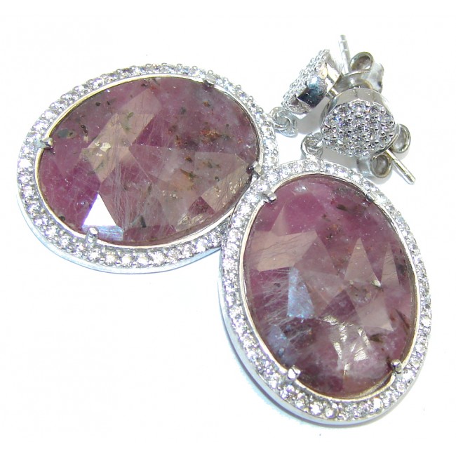 Exclusive Pink Ruby & White Topaz Sterling Silver earrings