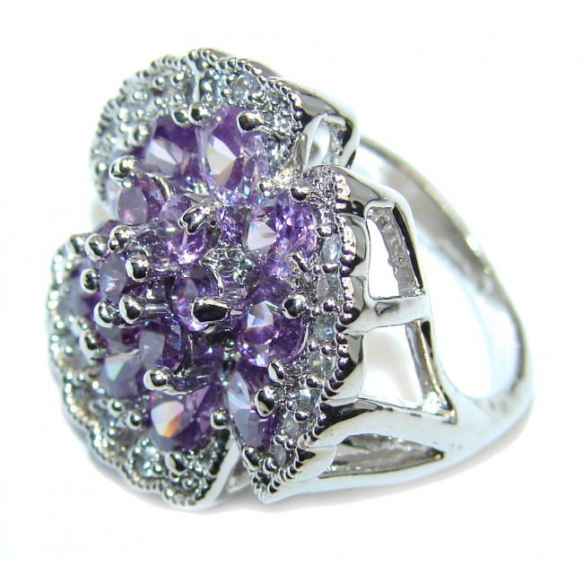 Beautiful Purple Amethyst & White Topaz Sterling Silver ring s. 6 1/4