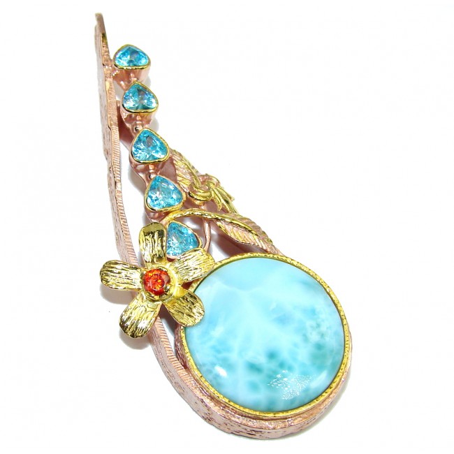Majestic Larimar Gold plated over Sterling Silver Pendant