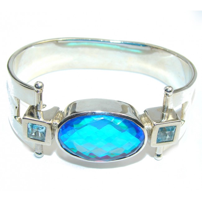Brazilian Ocean Blue Glass Sterling Silver Bracelet