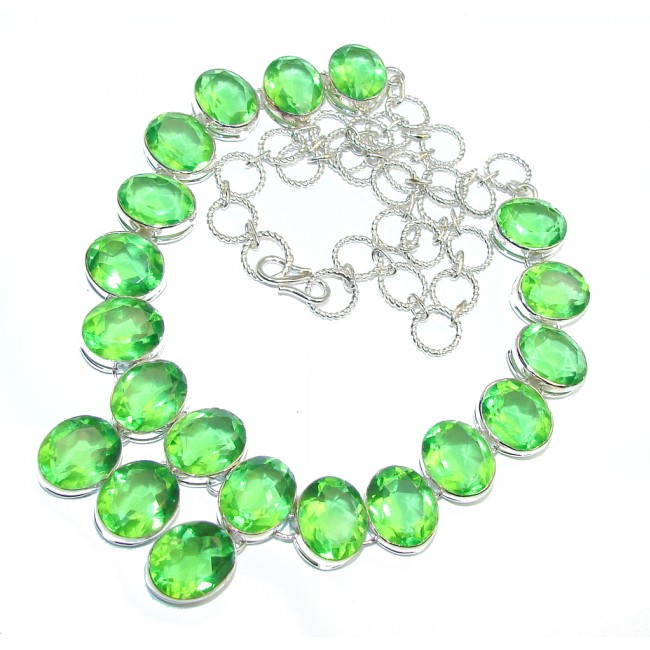 Fresh Island Created Green Peridot Sterling Silver necklace