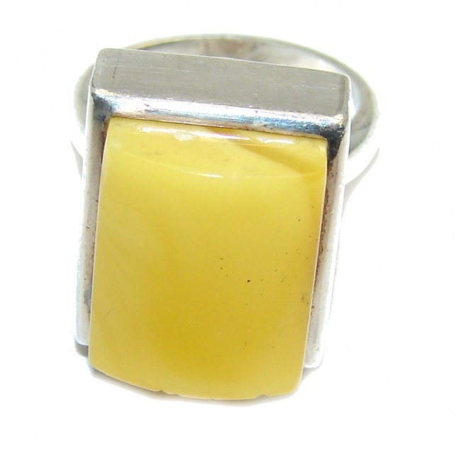 Genuine Butterscotch AAA Baltic Polish Amber Sterling Silver Ring s. 6 1/4