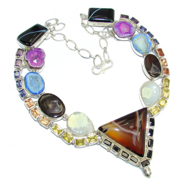 Exotic Beauty Botswana Agate Sterling Silver necklace