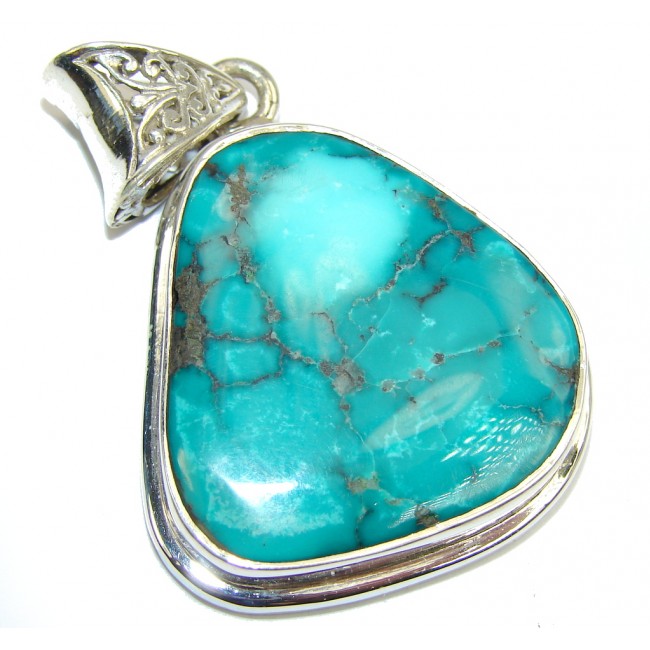 AAA QUALITY Blue Turquoise Sterling Silver Pendant