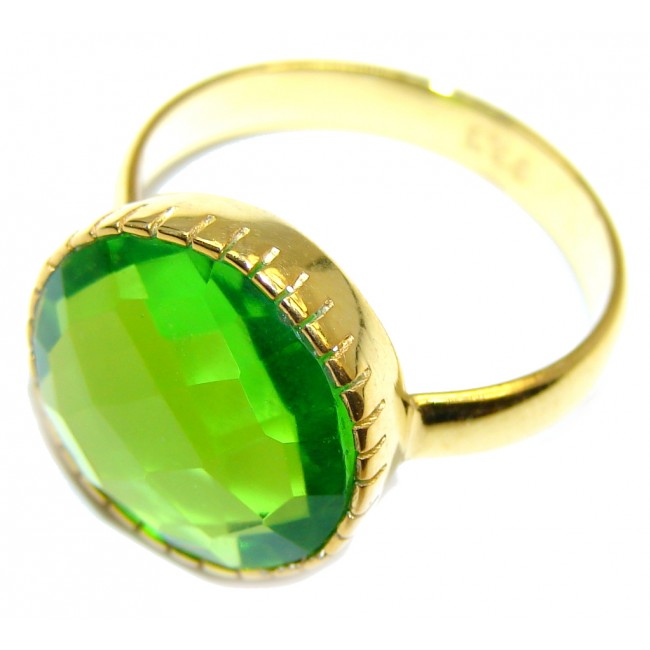 Delicate Green Quartz Gold Plated Sterling Silver ring s. 7 1/2