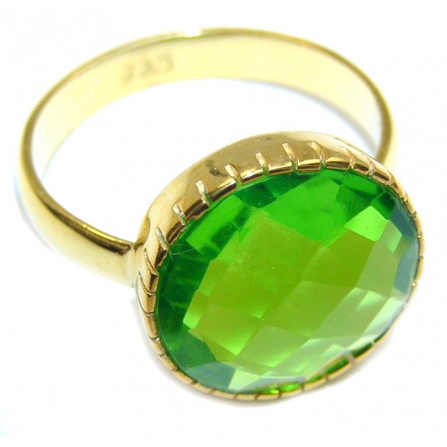 Delicate Green Quartz Gold Plated Sterling Silver ring s. 7 1/2