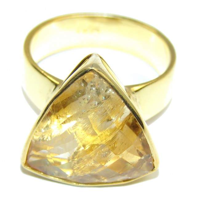 Delicate Genuine Citrine Gold Plated Sterling Silver ring s. 9