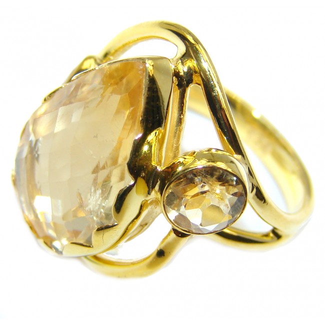 Delicate Genuine Citrine Gold Plated Sterling Silver ring s. 6