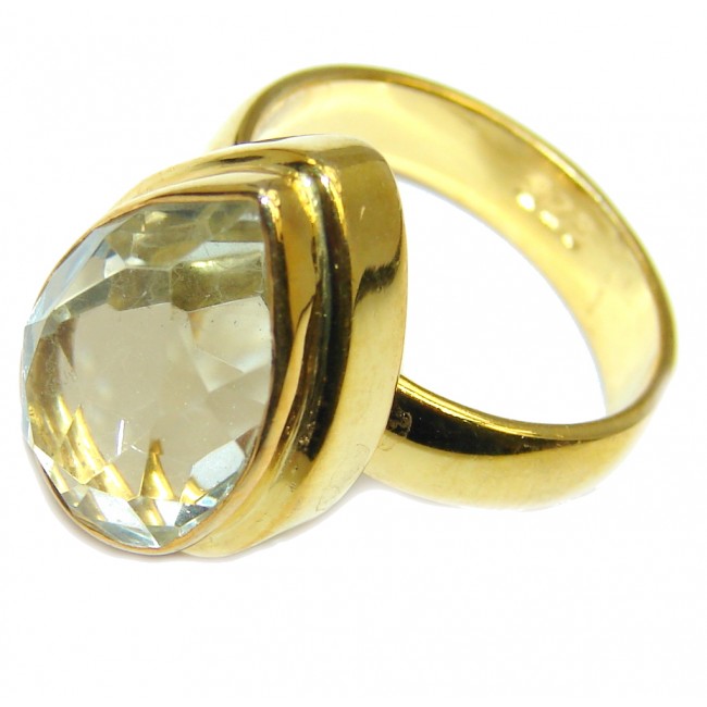 Sublime Green Amethyst Gold Plated Sterling Silver ring s. 6
