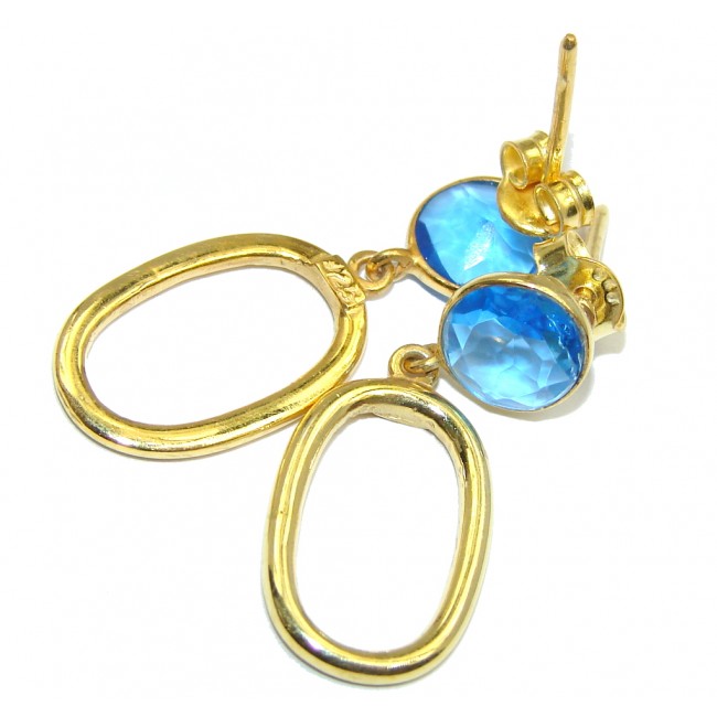Secret created Blue Topaz Gold Plated Sterling Silver earrings