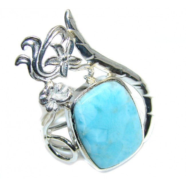 Genuine AAA Blue Larimar Sterling Silver Ring s. 7 1/4