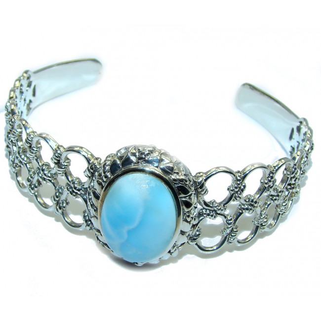 Royal Design Light Blue Larimar Sterling Silver Bracelet / Cuff
