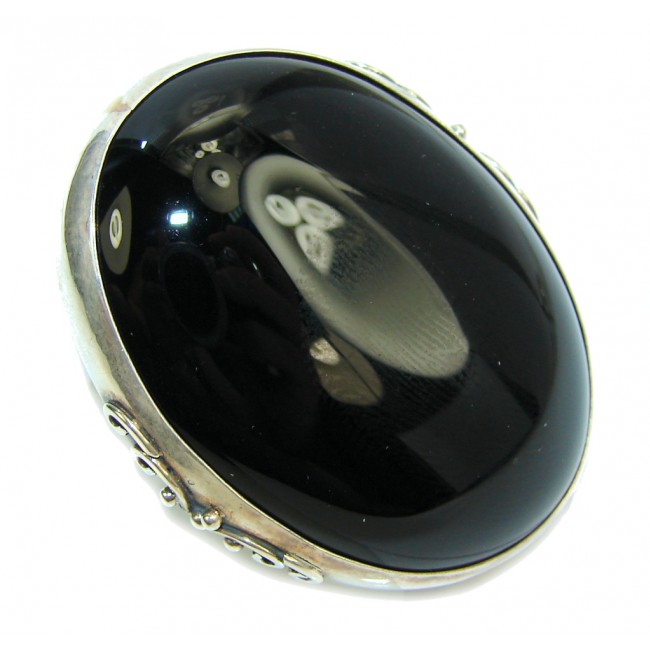 Large! Amazing AAA Black Onyx Sterling Silver ring s. 5