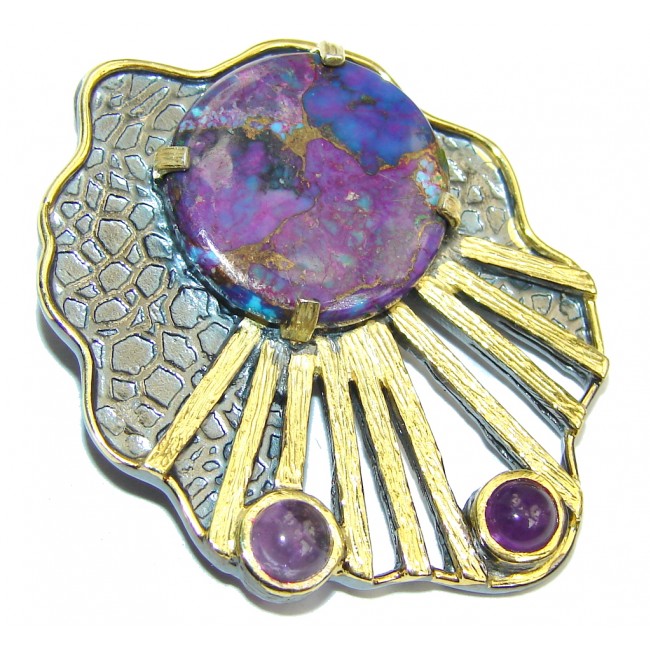 Genuine Purple Turquoise Gold over Sterling Silver Pendant