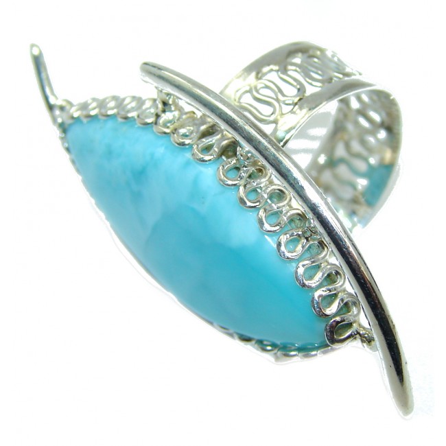 Genuine AAA Blue Larimar Sterling Silver Ring s. 6