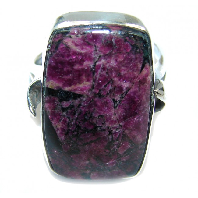 Natural AAA Russian Eudialyte Sterling Silver Ring s. 8 1/4